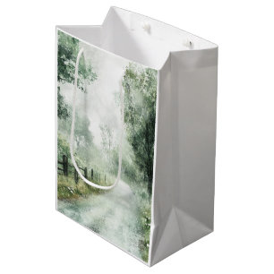 Misty Country Road Forest Path Landscape (1) Medium Gift Bag