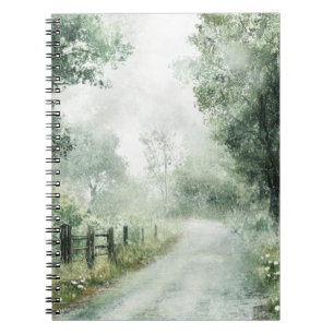 Misty Country Road Forest Path Landscape (1) Notebook