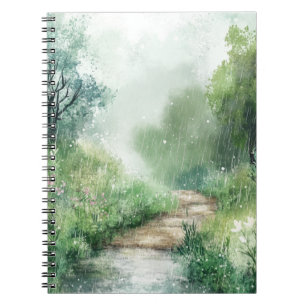 Misty Country Road Forest Path Landscape (2) Notebook