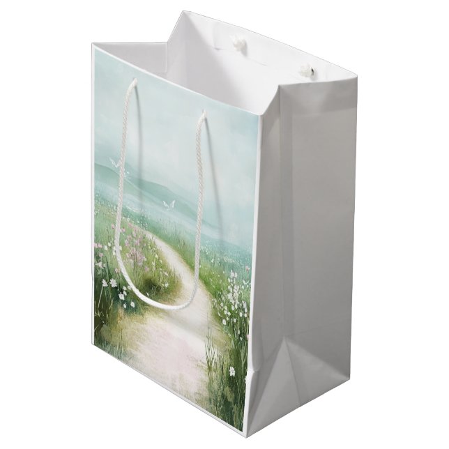 Misty Country Road Forest Path Landscape (3) Medium Gift Bag (Front Angled)