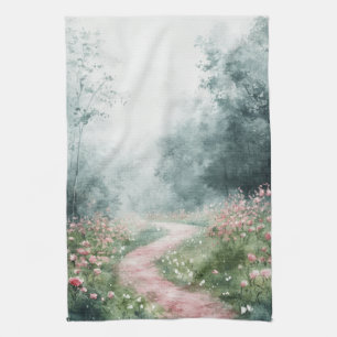 Misty Country Road Forest Path Landscape (4) Kitchen Towel