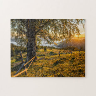 Misty Dawn in a Forest Jigsaw Puzzle