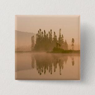 Misty dawn on East Inlet, Pittsburg, New 2 Inch Square Button