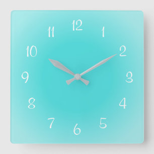 Misty Edges Aqua Blue Frosted Design Soft Colours Square Wall Clock