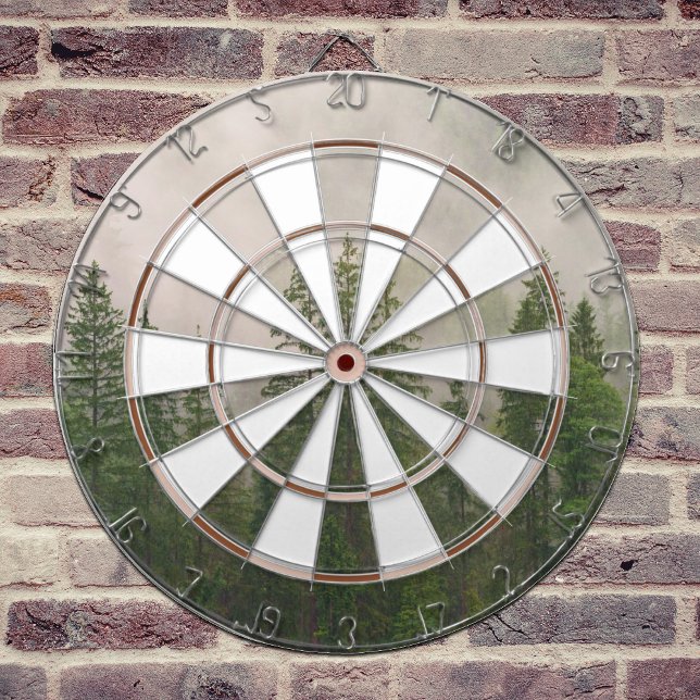 Misty Foggy Forest Trees Dartboard (Creator Uploaded)