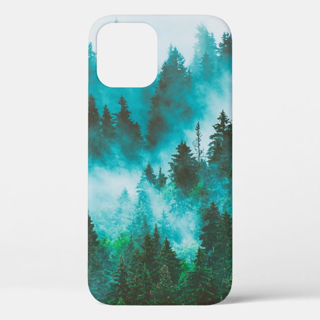 Misty foggy mountain landscape with fir forest and Case-Mate iPhone case (Back)