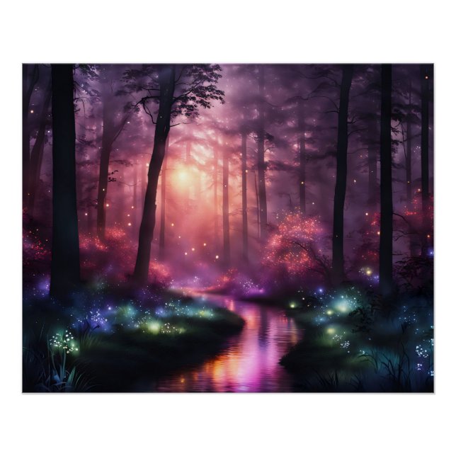 Misty Forest Firefly Lights Poster (Front)