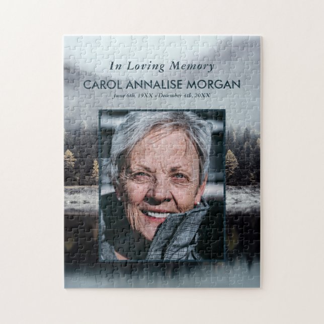 Misty Forest Lake Photo In Loving Memory Jigsaw Puzzle (Vertical)