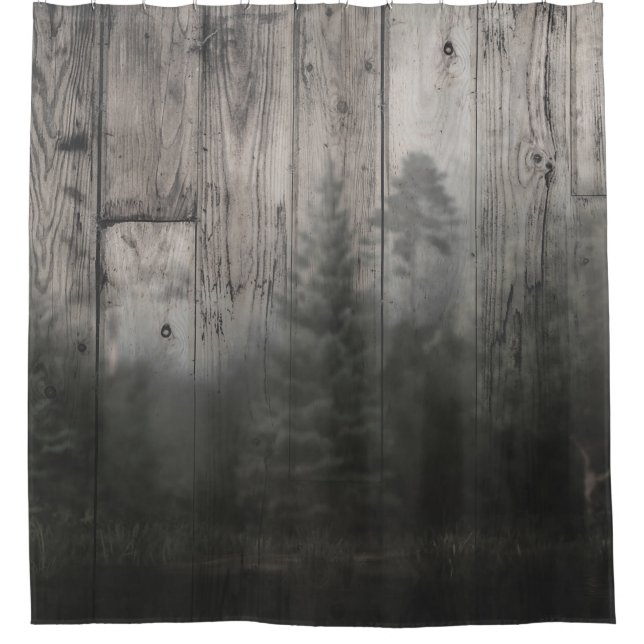 Misty Forest Lake Pine Trees & Wood Rustic (Front)