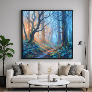 Misty Forest Mystic Path - Pastel Painting Style Poster