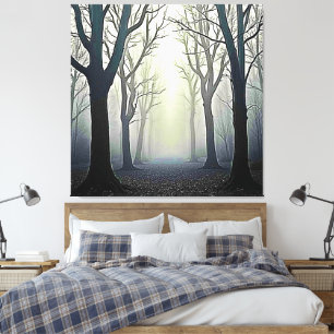 Misty Forest Path: Eerie Beauty Canvas Print