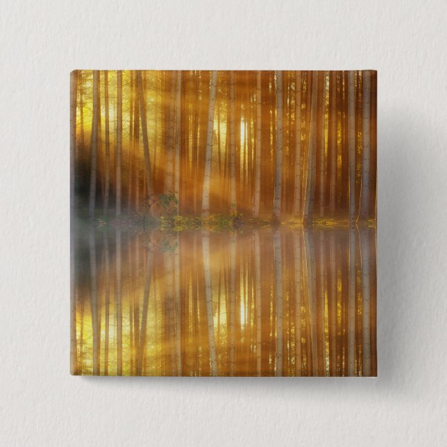 Misty Forest Scene 2 Inch Square Button (Front)