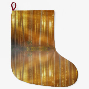 Misty Forest Scene Large Christmas Stocking