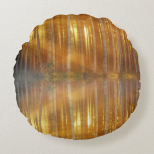 Misty Forest Scene Round Pillow