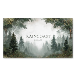 Misty Forest Serene Pine Tree Rustic Woodland Magnetic Business Card