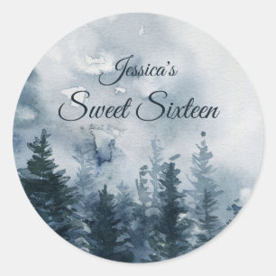 Misty Forest Sweet Sixteen  Classic Round Sticker