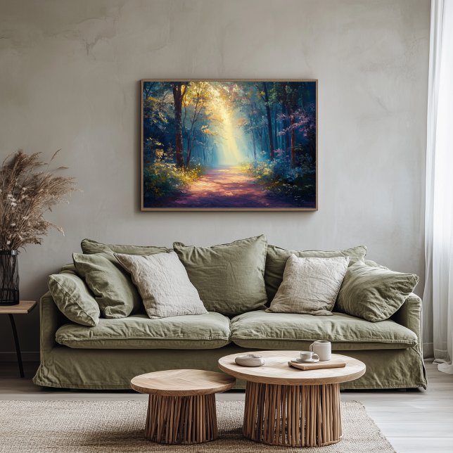 Misty Forest Trail as Dawn Breaks Canvas Print (Forest Path Artwork)