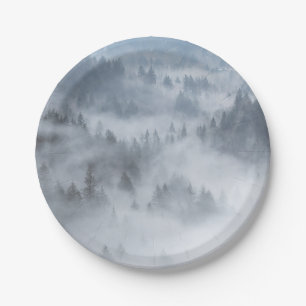 Misty Forest Valley Paper Plate