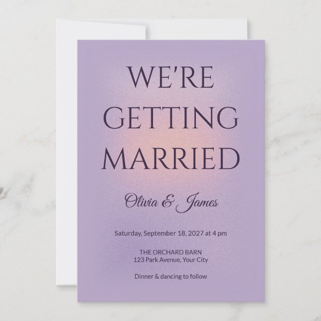 Misty Gradient Getting Married Wedding Invitation (Front)
