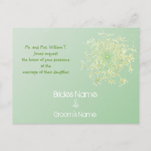 Misty Green Queen Anne's Lace Weddding Invitation Postcard