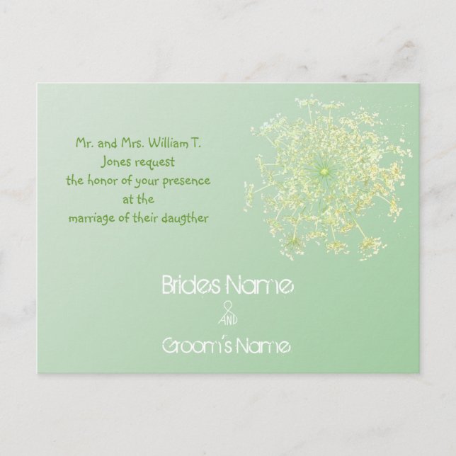 Misty Green Queen's Lace Wedding Invitation (Devant)