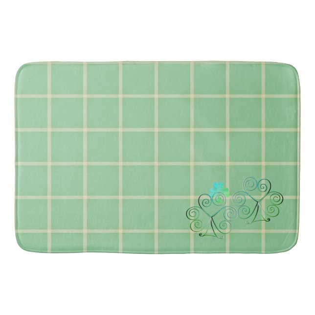 Misty Green Square Shamrocks Bath Mat (Front)