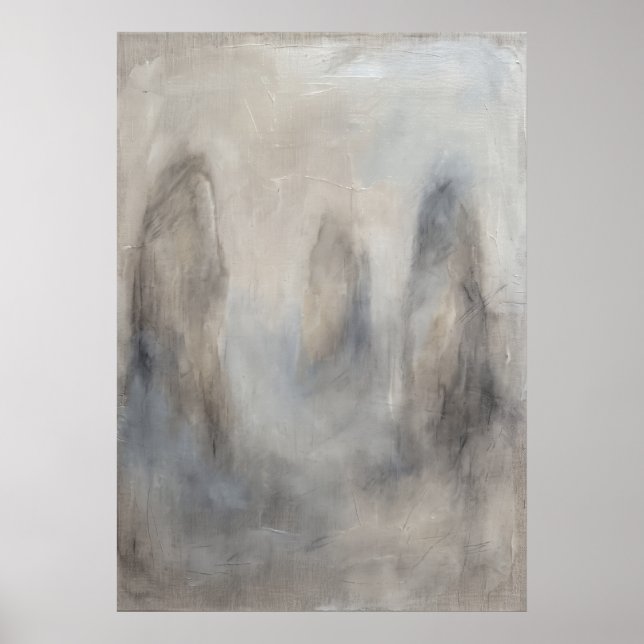 Misty Grey Abstract Figure Poster (Front)