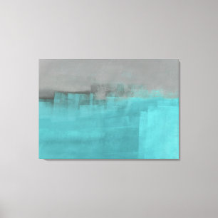 'Misty' Grey and Turquoise Abstract Art Print