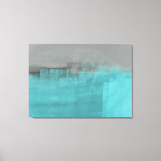 'Misty' Grey and Turquoise Abstract Art Print