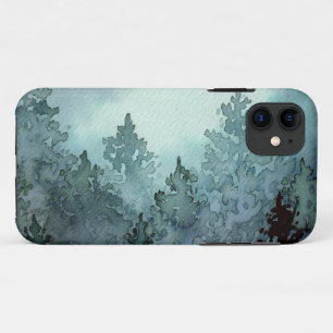 Misty Grey Watercolor Trees iPhone 11 Case