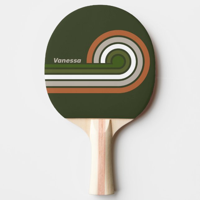 Misty Grove Curl Stripes with Name Ping Pong Paddle (Front)