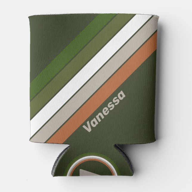 Misty Grove Stripes with Name Can Cooler (Front)