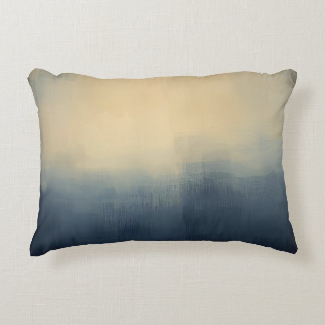 Misty Horizon – Abstract Gradient Cityscape Art Pr Accent Pillow (Front)