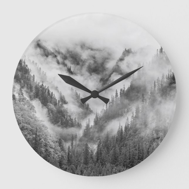 Misty Jiuzhaigou: UNESCO Heritage China. Large Clock (Front)