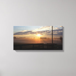 Misty Kentucky Horse Farm Sunrise Canvas Print