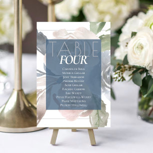 Misty Lake   Lovely Soft Dusty Floral Guest Names Table Number