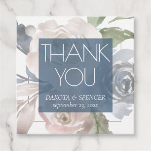 Misty Lake Lovely Soft Dusty Floral Thank You Favour Tags