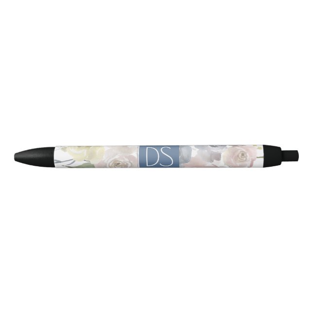 Misty Lake | Lovely Soft Dusty Hued Floral Custom Black Ink Pen (Front)