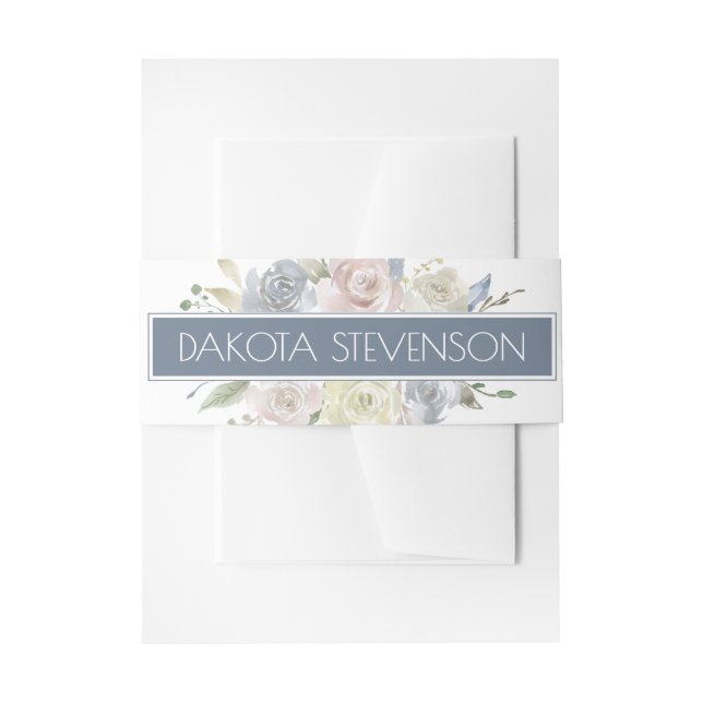 Misty Lake | Lovely Soft Dusty Hued Floral Custom Invitation Belly Band (Front Example)