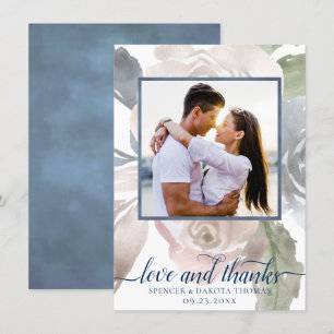 Misty Lake Lovely Soft Dusty Hued Floral Photo Thank You Card