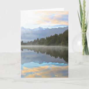 Misty Lake Trees Reflection Tranquil Nature Photo Card