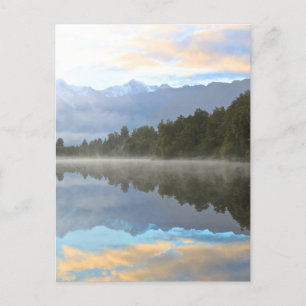 Misty Lake Trees Reflection Tranquil Nature Postcard