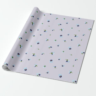 Misty Lavender Japanese Blue Purple Pansy Floral P Wrapping Paper