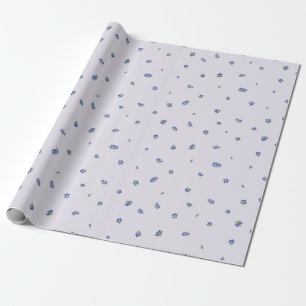 Misty Lavender Japanese Gentian Floral Pattern Wrapping Paper
