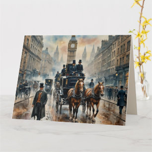 Misty London Street 1800s Note  Card