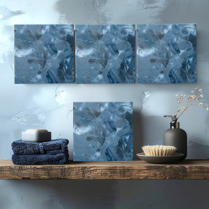 Misty Marble Abstract Pattern Dark Blue ID705a Tile