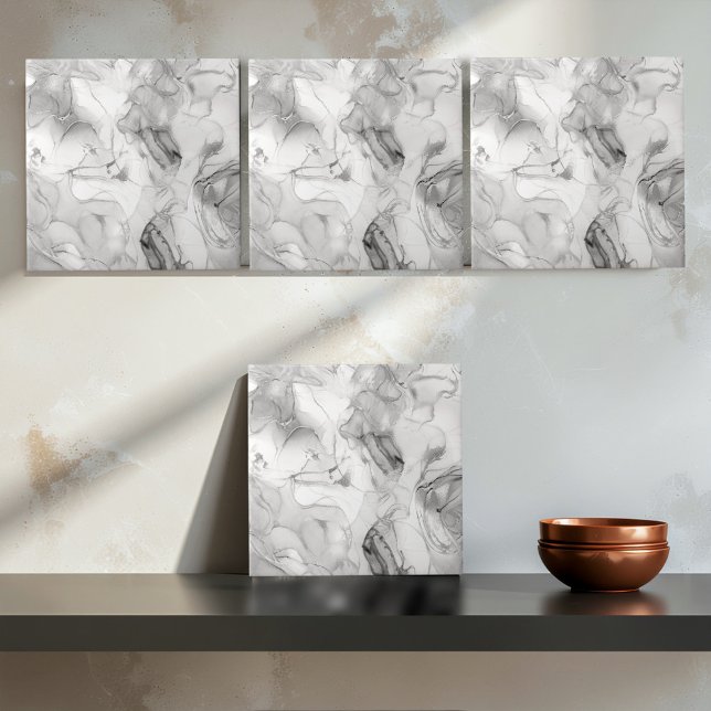 Misty Marble Abstract Pattern Light B&W ID705c Tile (Creator Uploaded)