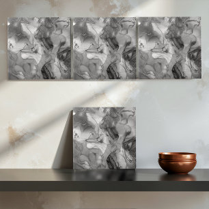 Misty Marble Abstract Pattern Med B&W ID705b Tile