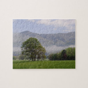 Misty meadow and Rich Mountain, Cades Cove, Jigsaw Puzzle