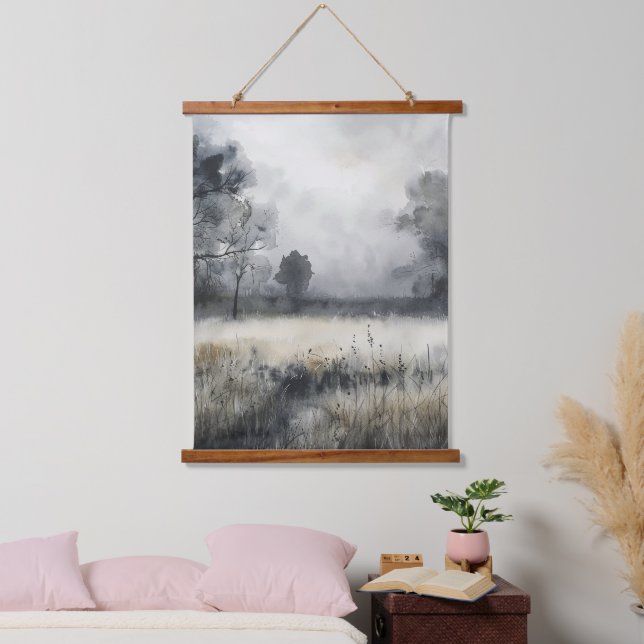 Misty Meadow Landscape Hanging Tapestry (Bedroom)